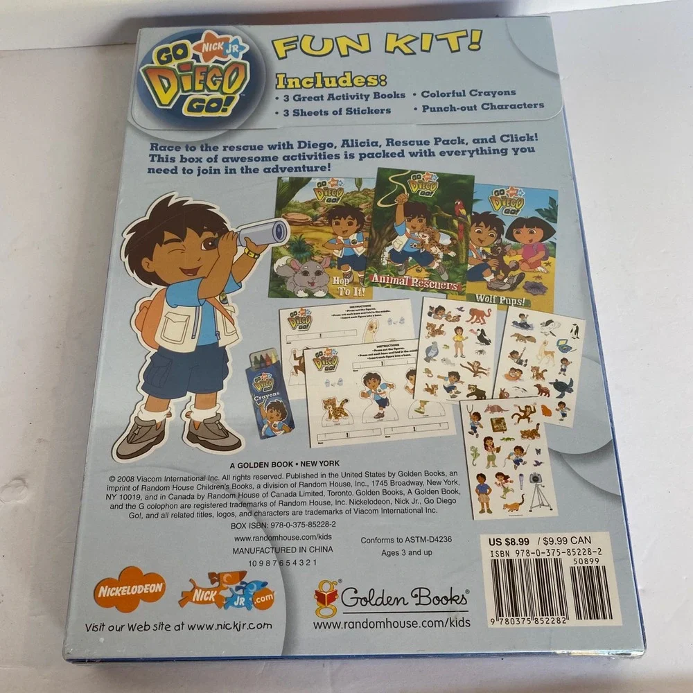 Nick Jr Go Diego Go Fun Kit Kids New Activity Books Stickers Crayons